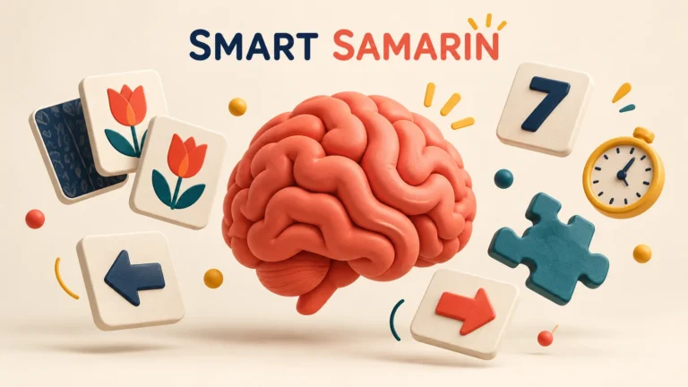 Smart Samarin – איור משחקי זיכרון עם קלפים, מספרים וחיצים